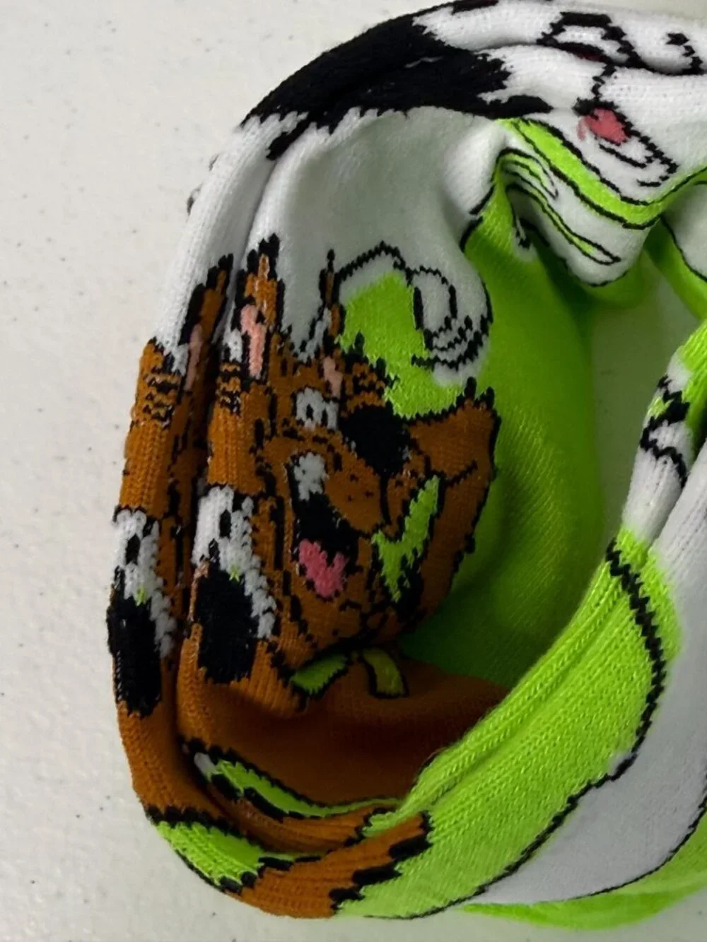 Scooby-Doo Boo Ghost Halloween Green Crew Socks Size 6-12 NWT